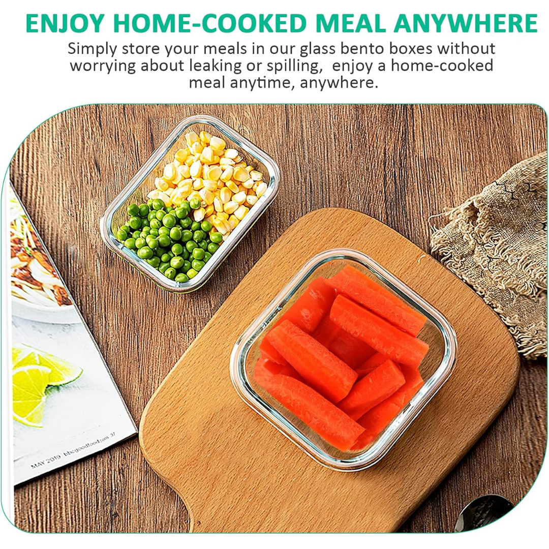 Stackable BPA-free glass containers ideal for kitchen organization and food storage.
