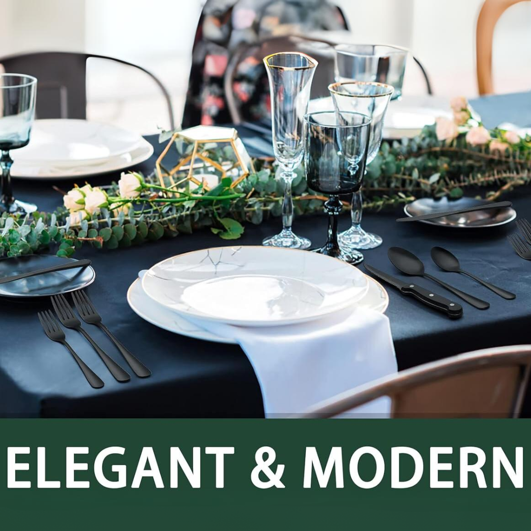 Durable stainless steel dining set in a sleek black finish