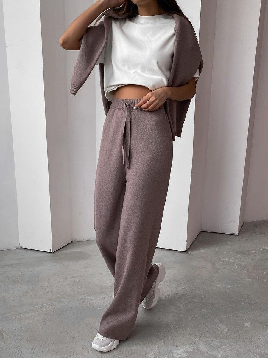 Grey Aya Loungewear Set for women, soft two-piece for stylish casual & home comfort.