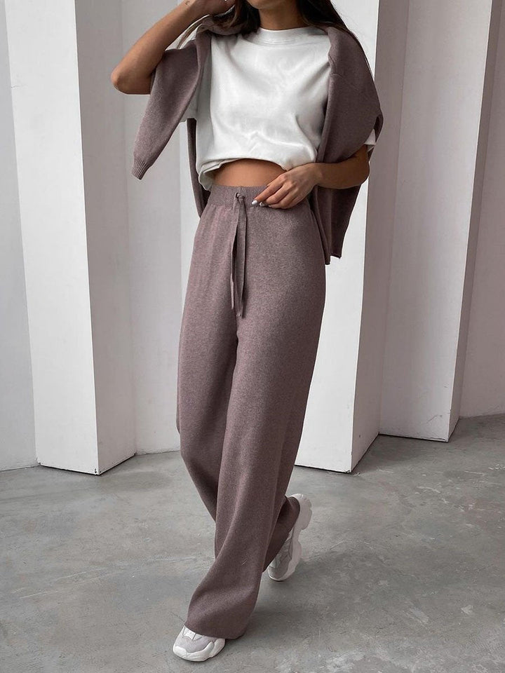 Grey Aya Loungewear Set for women, soft two-piece for stylish casual & home comfort.