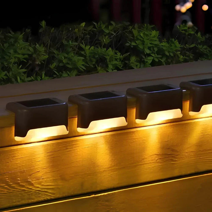 Nvroome solar step lights, no wiring, auto dusk-to-dawn warm glow.