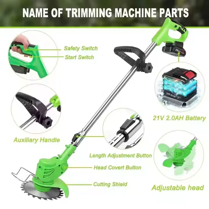 2-in-1 cordless electric grass trimmer & edger for versatile lawn care and yard maintenance tasks.