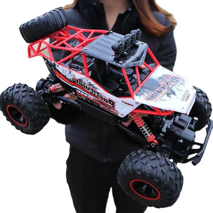 Powerful 4WD all-terrain RC monster truck, 1:12 scale high-speed remote control vehicle for challenging adventures.