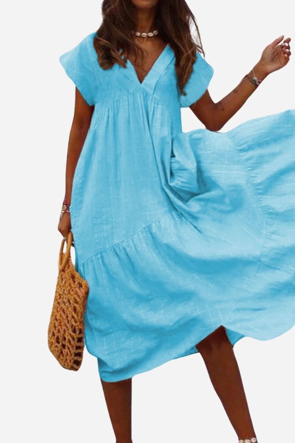Women's Flowy V-Neck Maxi Dress