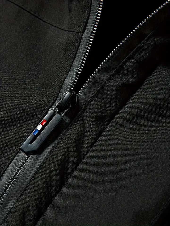 Warm men's hooded parka. Insulated & waterproof winter jacket for comfort.