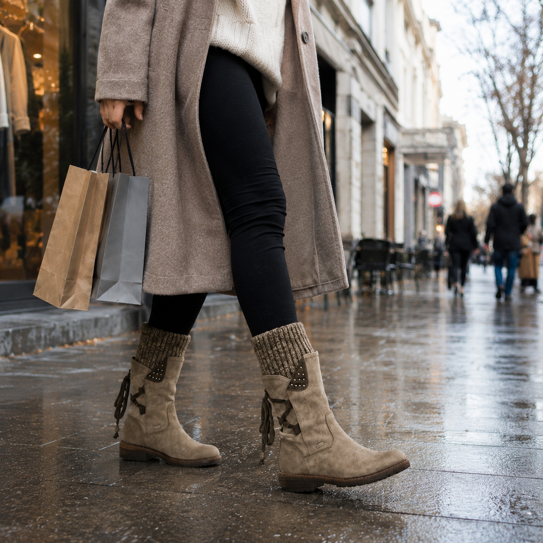 Comfortable women's ankle boots with memory foam for everyday winter wear.