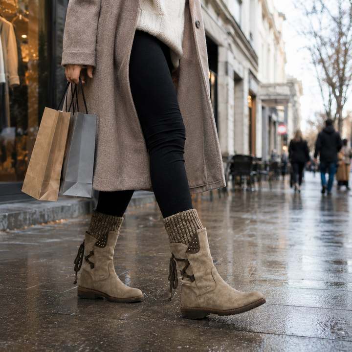 Comfortable women's ankle boots with memory foam for everyday winter wear.