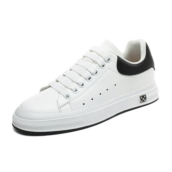 Stylish men's white height increasing fashion sneakers, offering a modern look and discreet elevation.