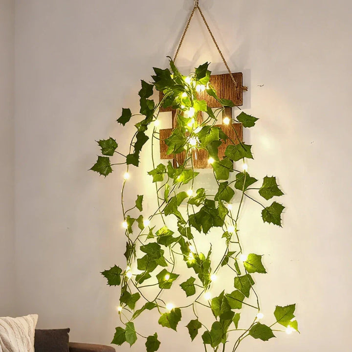 Nvroome LED leaf garland string lights, warm white, for enchanting indoor & outdoor spaces.
