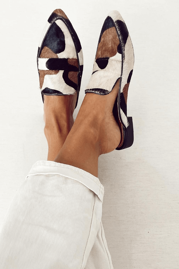 Stylish women's animal print slip-on loafers for casual chic outfits & comfortable everyday wear. Modern fashion.