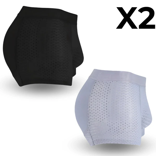 Close-up of men's ultra-comfort boxer briefs, soft fabric & elastic waistband.