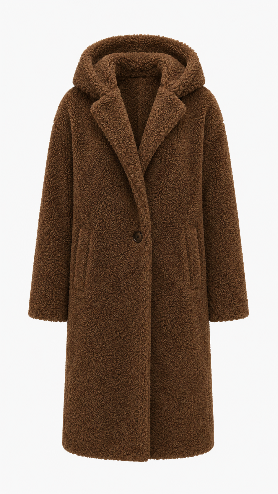 Warm women's fall coat, cozy knee-length outerwear for elegant seasonal layering.
