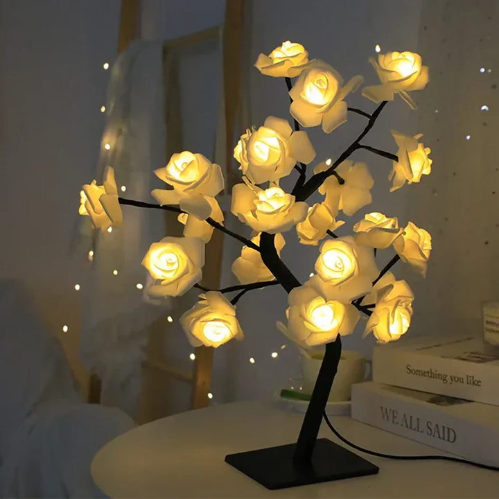 Versatile warm white rose tree lamp for any room. Adds a touch of nature & ambient lighting.