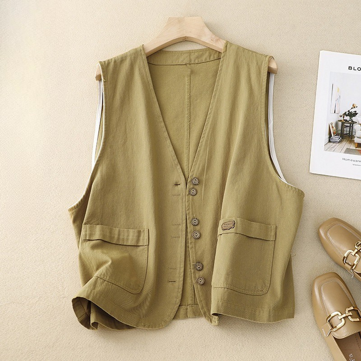 Women's Relaxed Button Vest