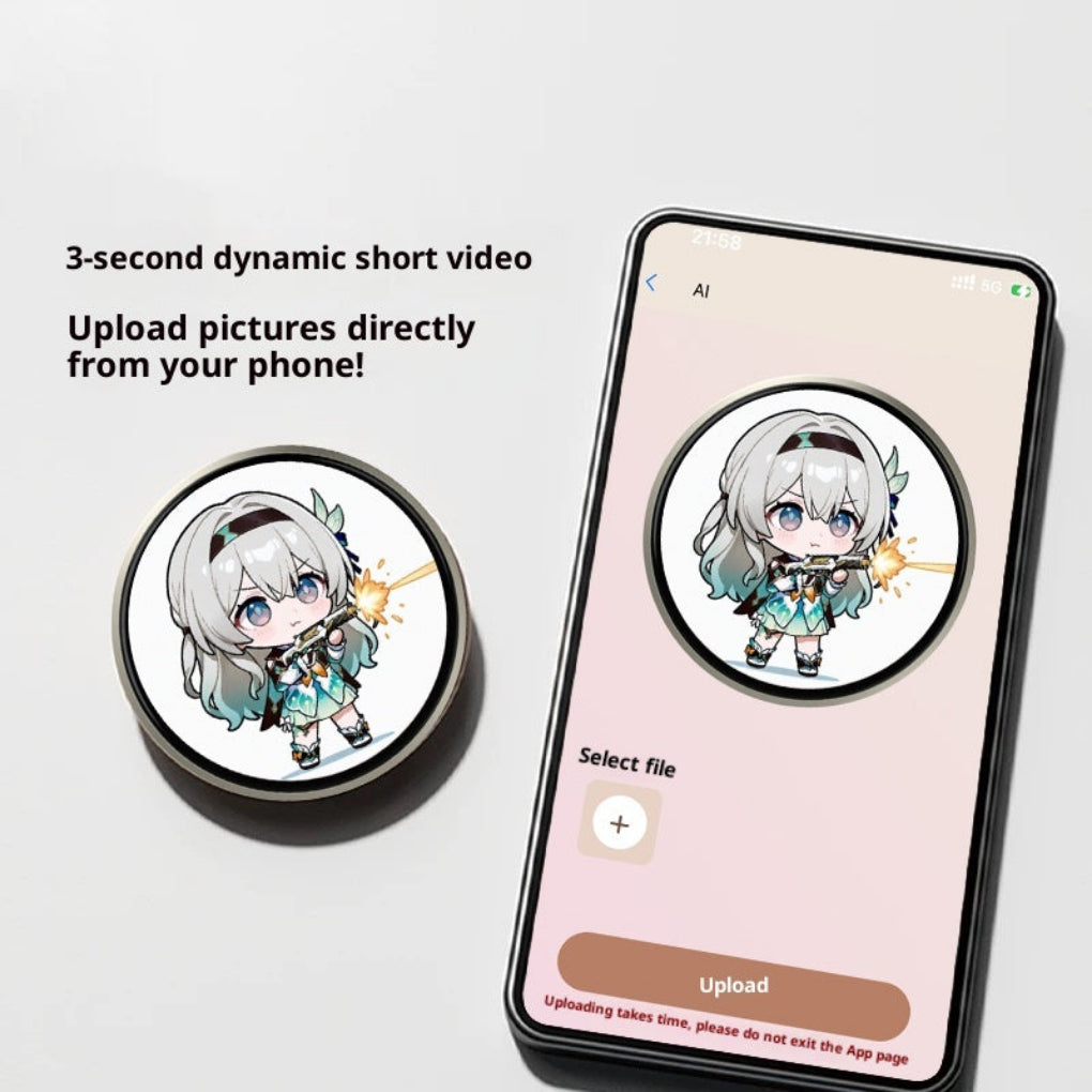 Vibrant 2D graphic smart badge, a unisex electronic pin. Trendy fashion accessory for any modern look.