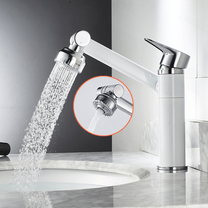 Modern kitchen faucet with a 360-degree flexible spout & spray function. Perfect for home improvement.