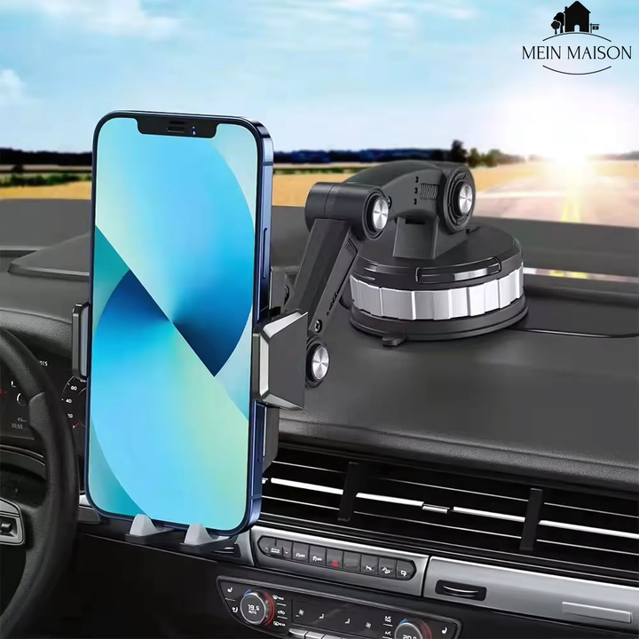 360° rotating car phone holder for convenient viewing and safe driving. Strong suction mount.