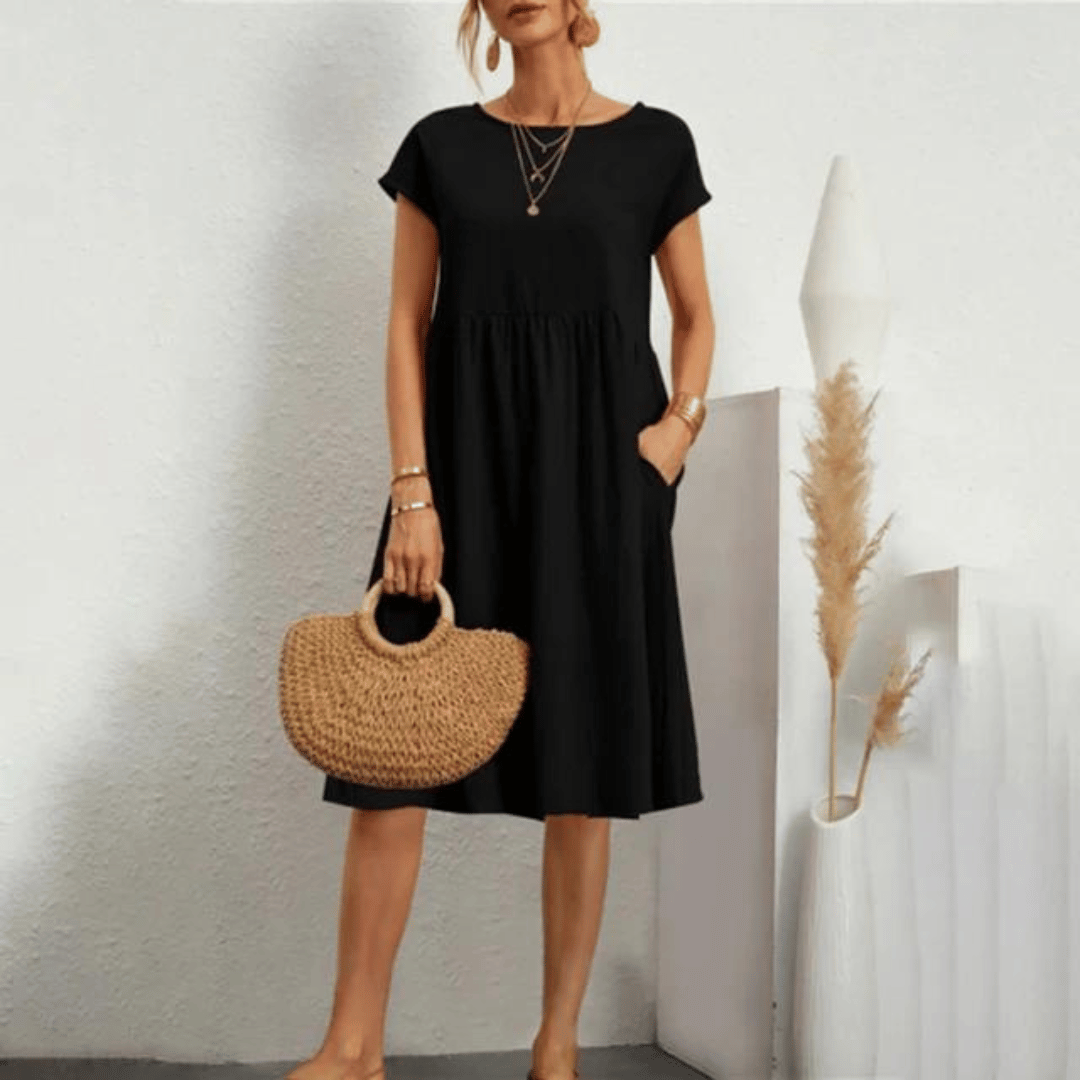 Sleeveless casual women's dress featuring tummy control for a smooth, flattering look.