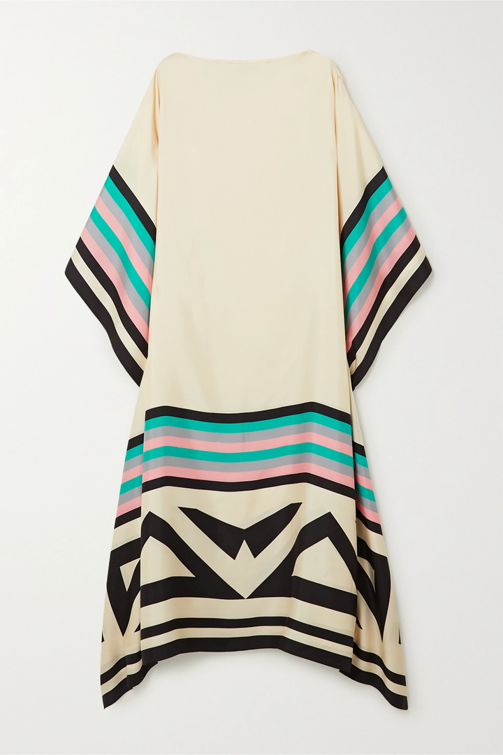 Women's Geometric Print Kaftan Maxi Dress with Batwing Sleeves