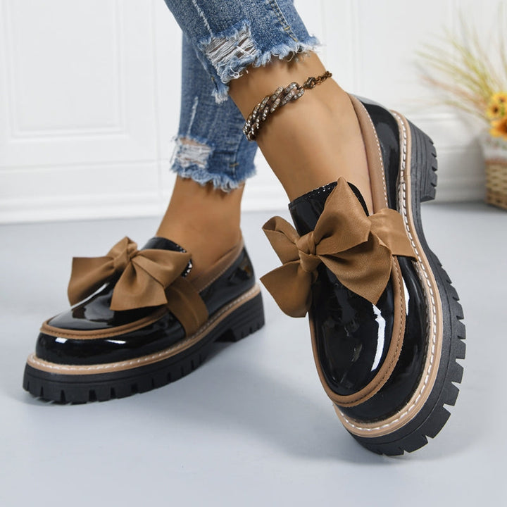 Women's Bow Detail Patent Platform Loafers