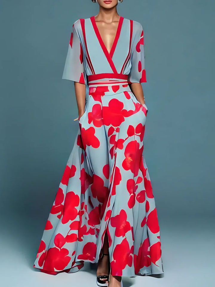 Elegant Floral Wrap Dress