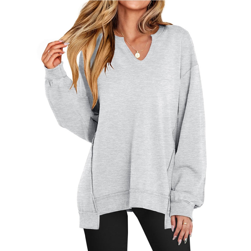 Women's Oversized V-Neck Sweatshirt