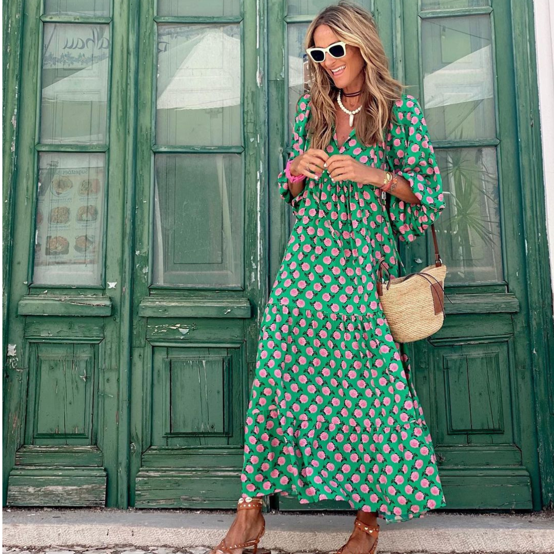 Women's Geometric Print High-Low Dress