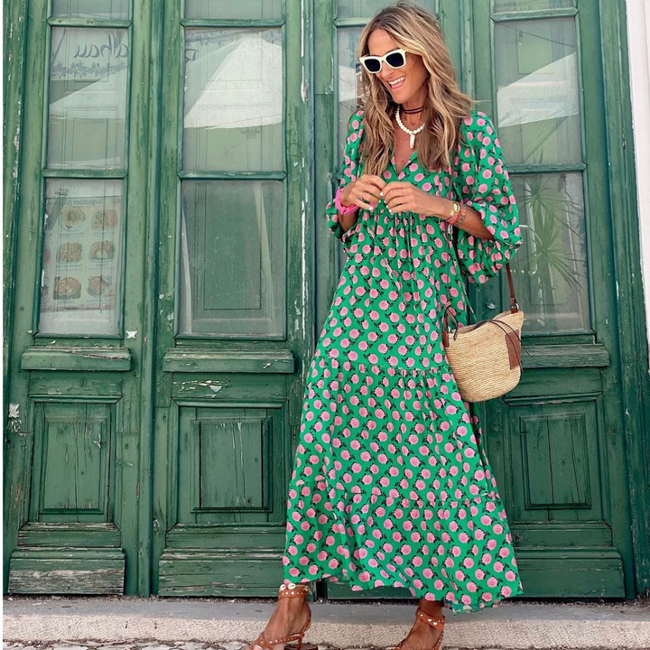 Women's Geometric Print High-Low Dress