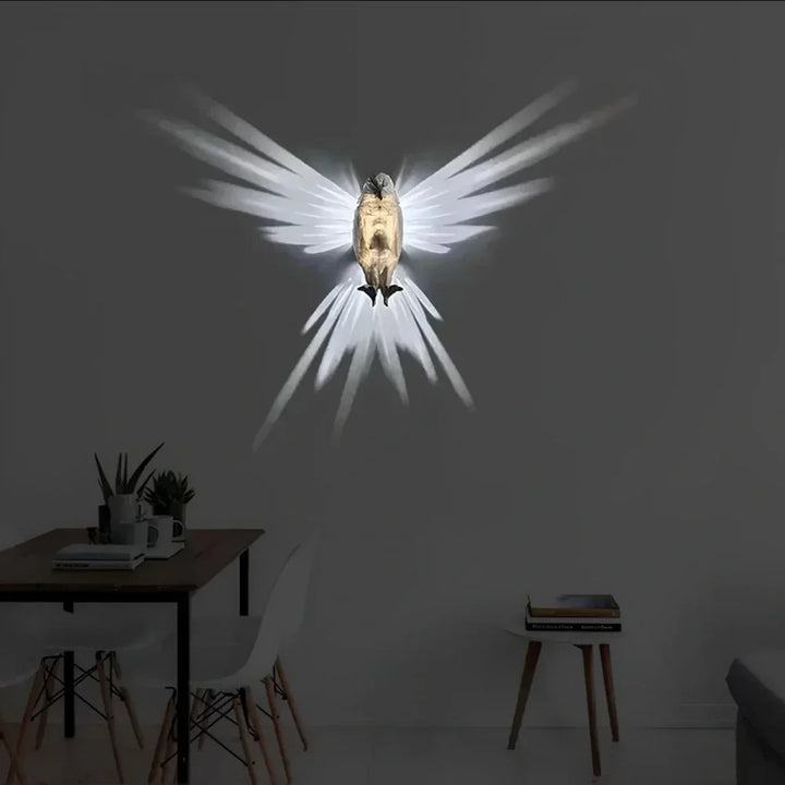 Decorative Luminous Wing LED wall sconce, adds a unique projection light and artistic touch to decor.