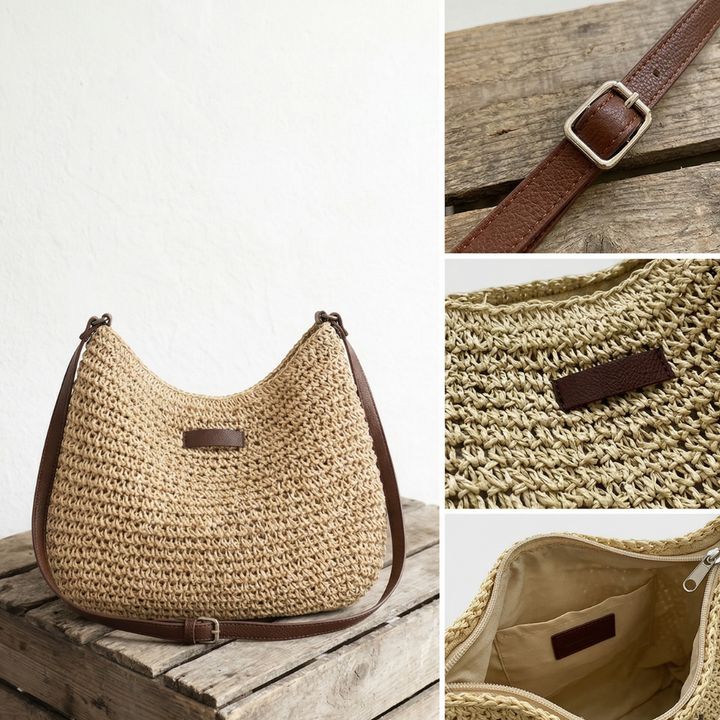 Women's elegant beige sling crossbody bag for everyday carry, stylish and practical.