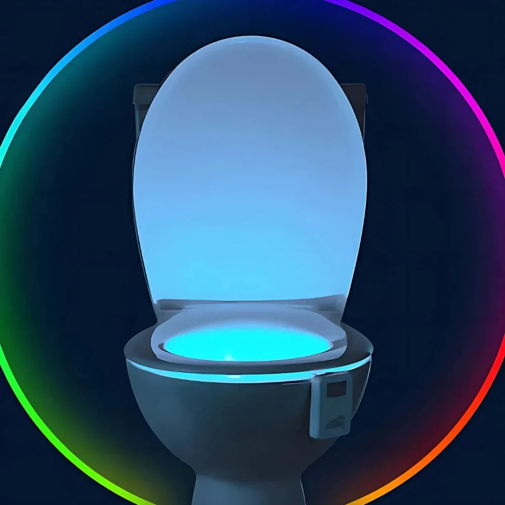 Nvroome LED toilet night light. Motion activated, color-changing, and easy to install for smart bathroom lighting.