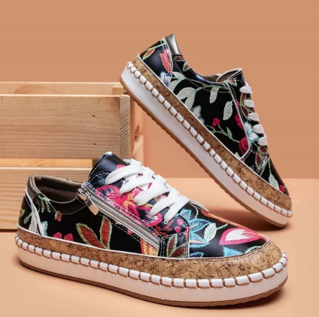 Floral Embroidered Espadrille Sneakers