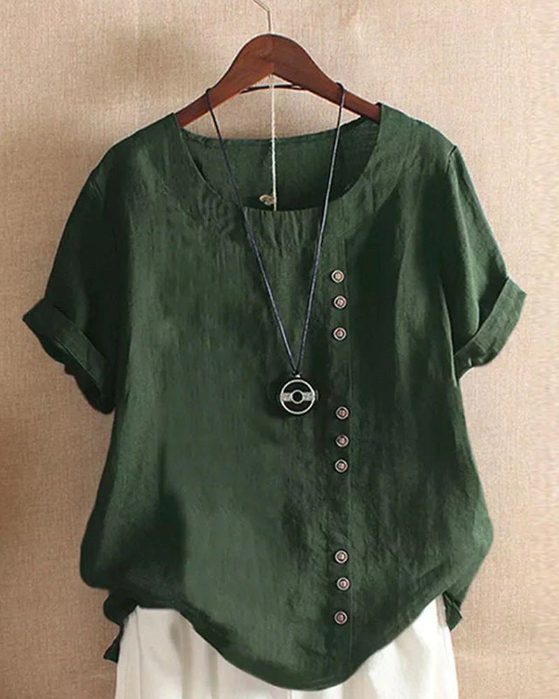 Women's Linen Button-Front Top - Relaxed Fit