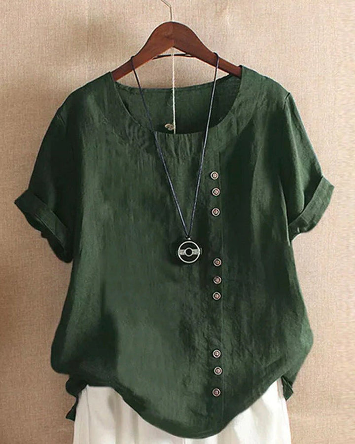 Women's Linen Button-Front Top - Relaxed Fit