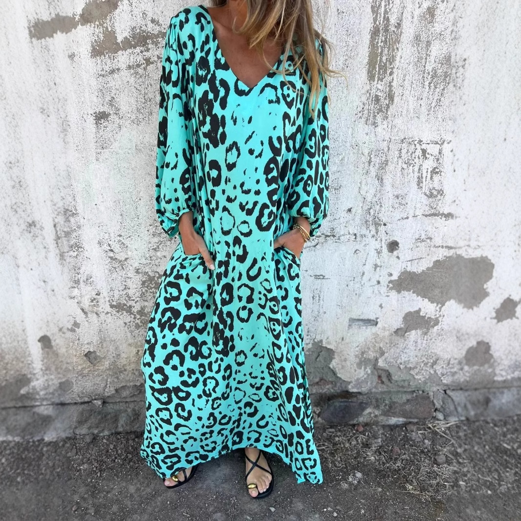 Women's Leopard Print Midi Dress