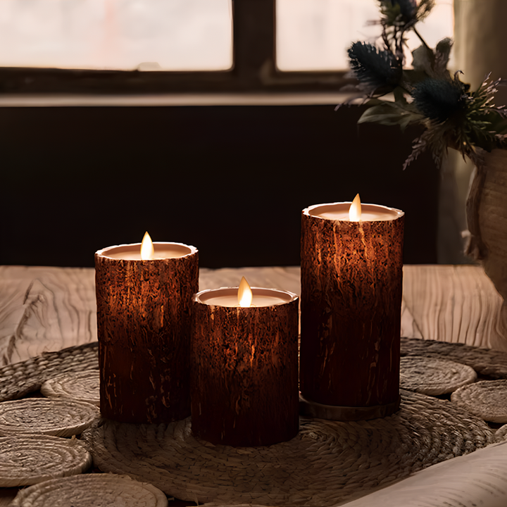 Decorative LED candles with remote control and timer function for easy, safe lighting.
