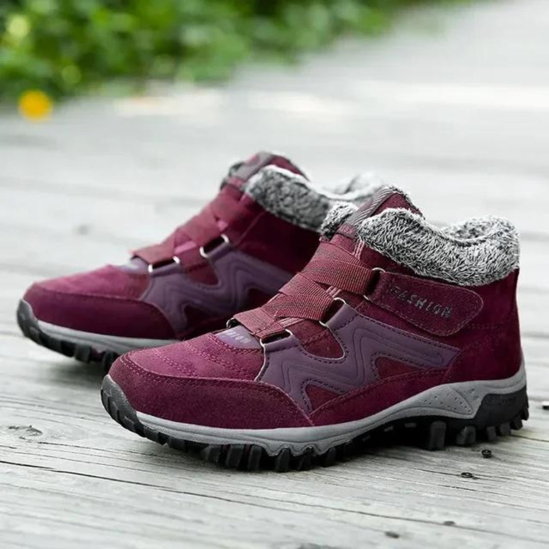 Comfortable women's orthopedic winter boots, offering foot pain relief & support for walking in cold, wet conditions.