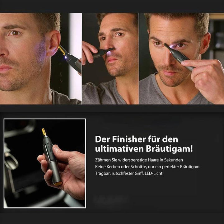 Ergonomic Men's Trimmer featuring illuminated LED display and high-performance Titanium cutting blades.