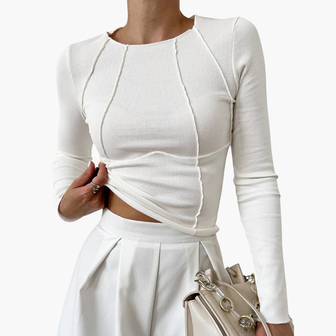 Women's sculpted seam long sleeve top for an elegant & comfortable fit. Versatile everyday wear.