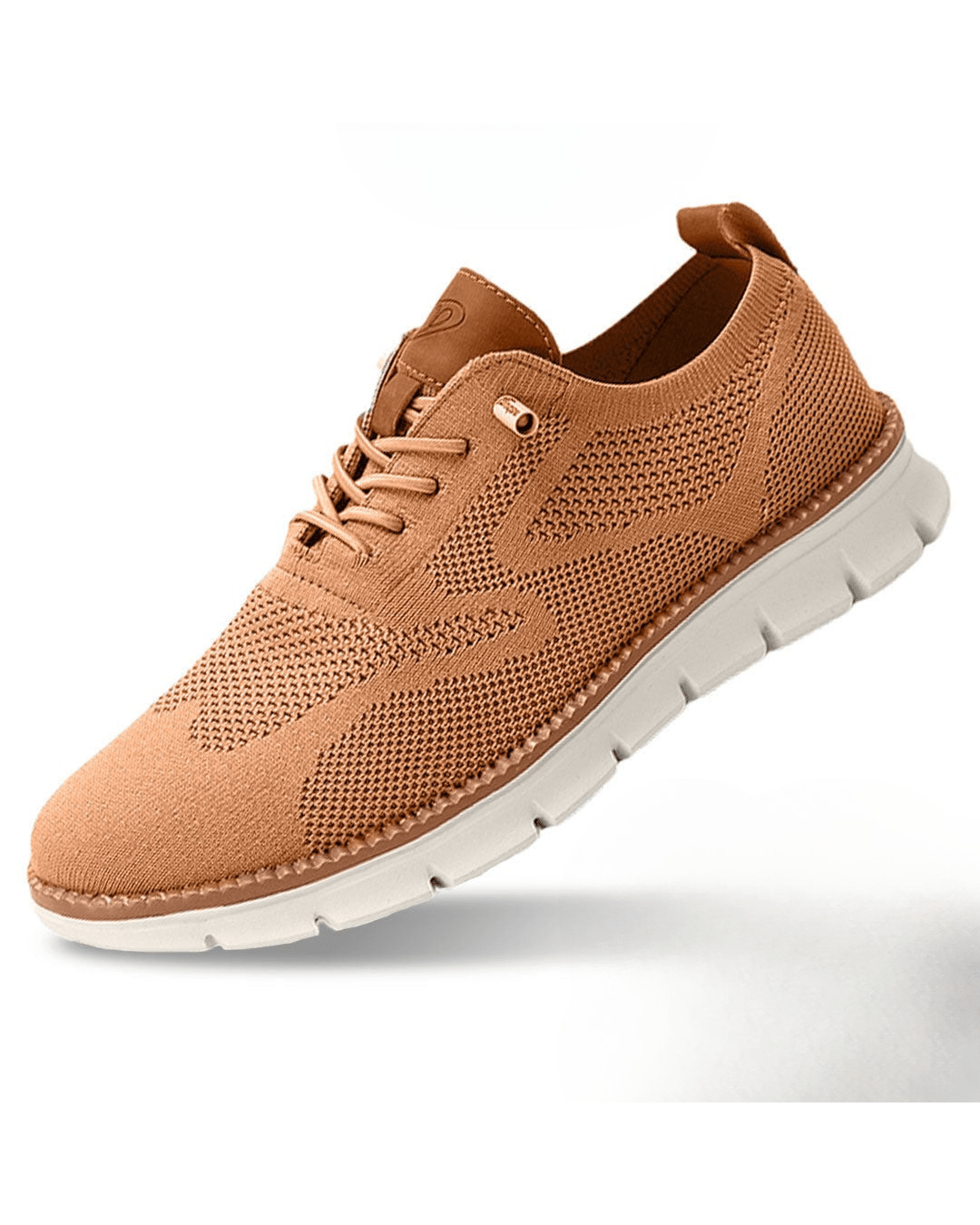 Close-up of flexible sole on men's comfort sneakers, ideal for walking.
