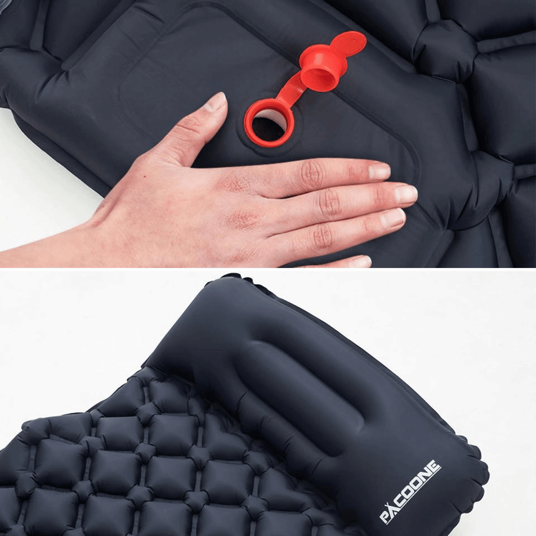 Durable & waterproof camping air mattress with a convenient pump for easy setup.
