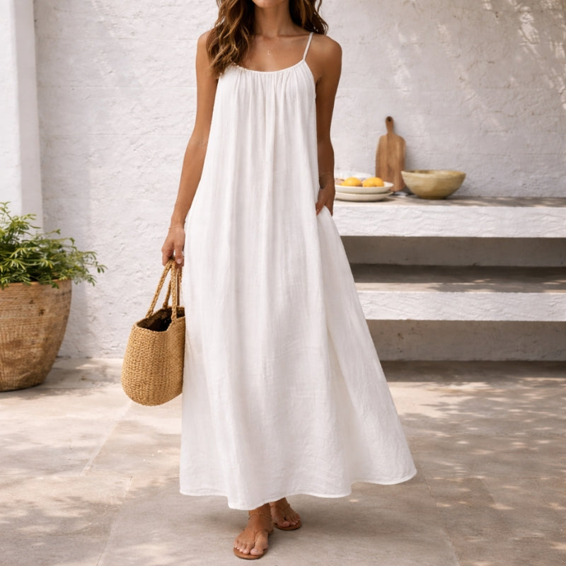 Women's Backless Maxi Dress with Spaghetti Straps