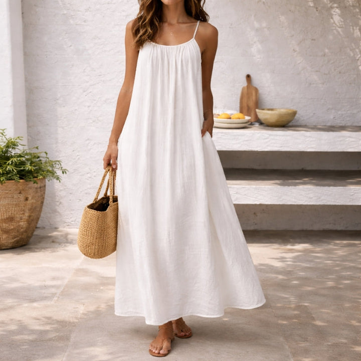 Women's Backless Maxi Dress with Spaghetti Straps