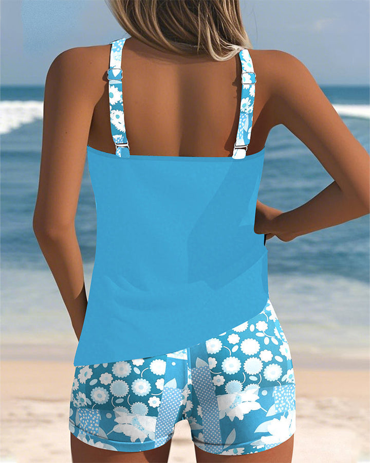 Trendy women's printed swimwear set, great for summer beach days and poolside relaxation.