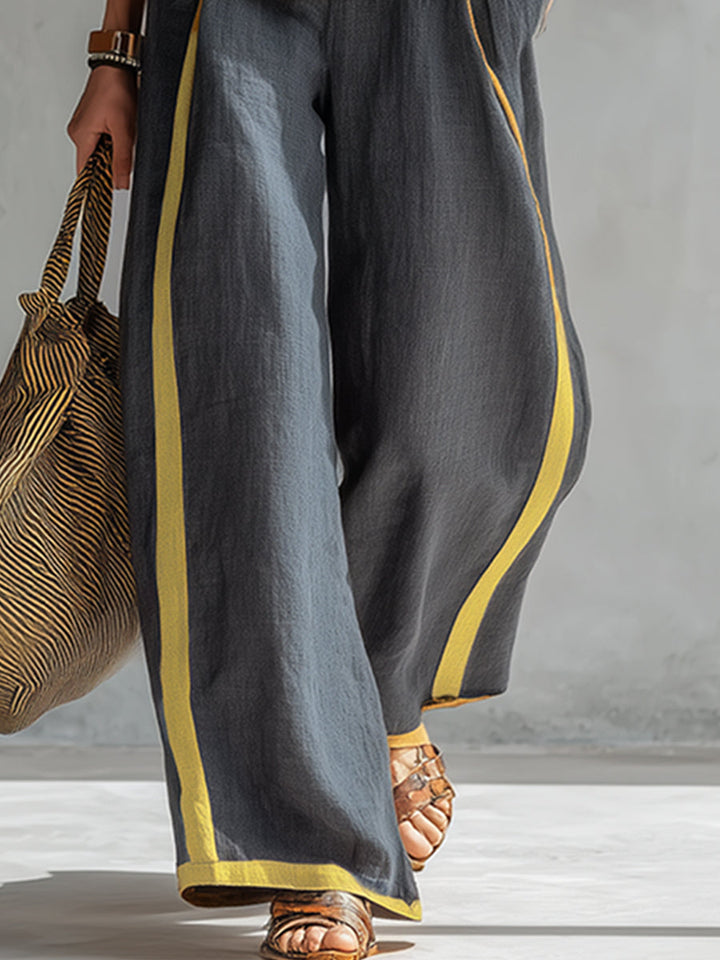 Lightweight women's sleeveless wide leg trouser set, perfect for spring & summer fashion.