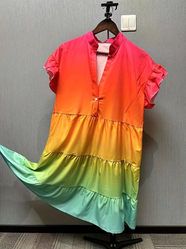 Women's Rainbow Flowy Maxi Dress