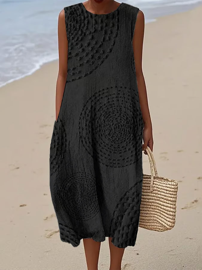 Women's Sleeveless Maxi Dress with Textured Design