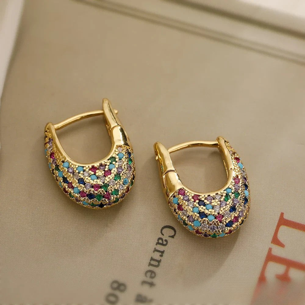 Colourful Inlay Design Earrings