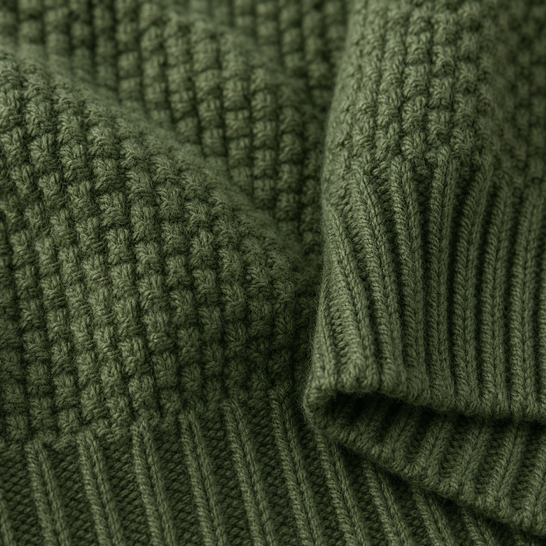 Women's long-sleeve turtleneck sweater in a classic knit, ideal for elegant casual wear.