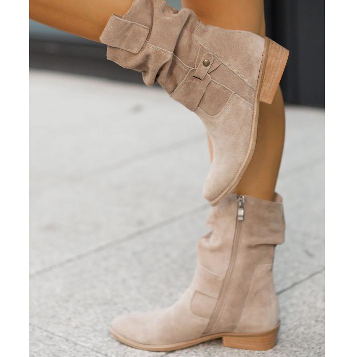 Slouchy women's ankle boots, Rosalie style with a comfortable low block heel for easy walking.